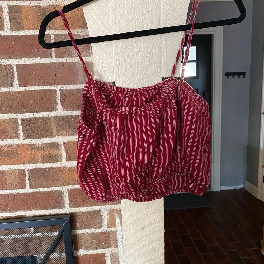 Stripped red cropped tank top
